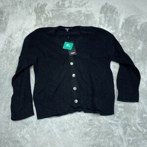 Hudson Los Angeles XL Black Cotton Button Down Cardigan  Women NWT 6519